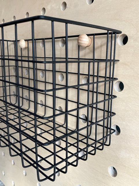 Slim black Wire Basket for Pegboards