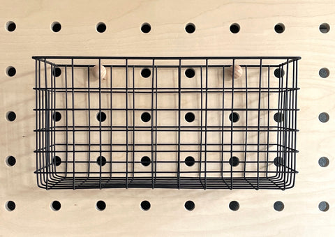 Slim black Wire Basket for Pegboards