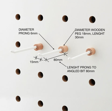 wooden peg fitted with prong for Kreisdesign pegboards