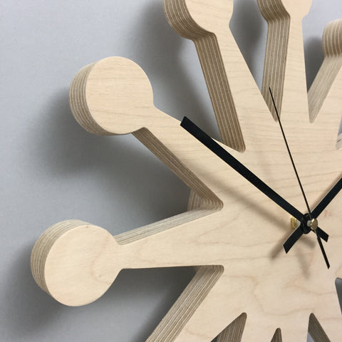 Plywood Wall Clock - Bubble Natural birch