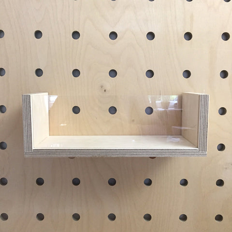 wooden box with clear front for pegboard