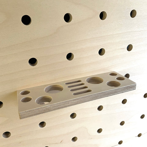 utensil holder shelf pegboard wood