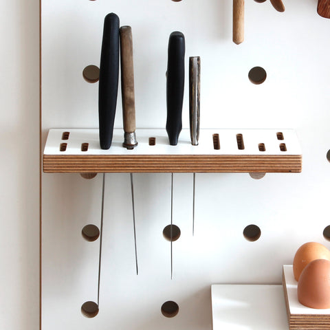 wooden knife holder shelf for pegboard