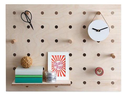 solid wood pegboard with shelf and peg hooks desk storage