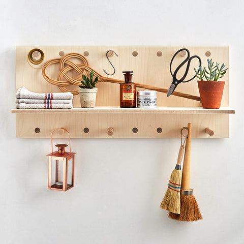 wall shelf wood plywood with peg