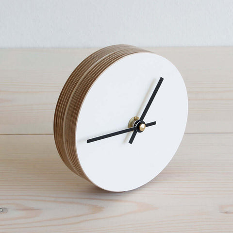 round wood desk clock