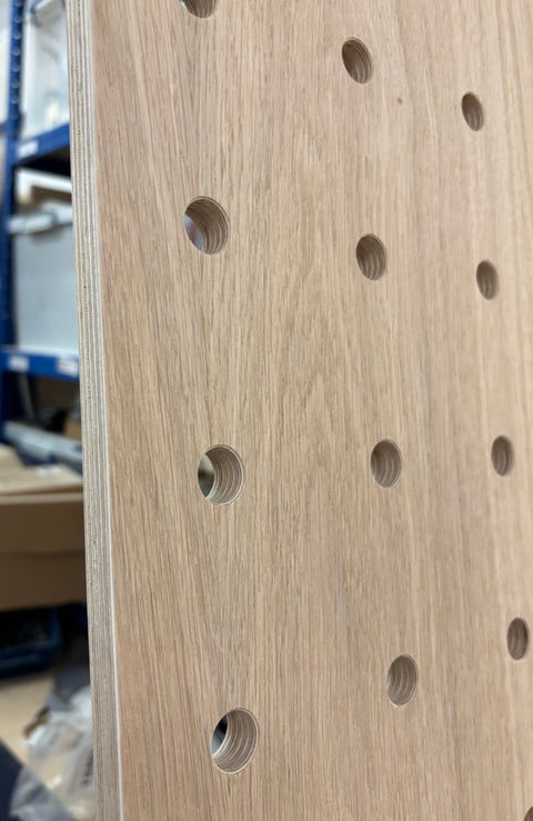 detail oak pegboard