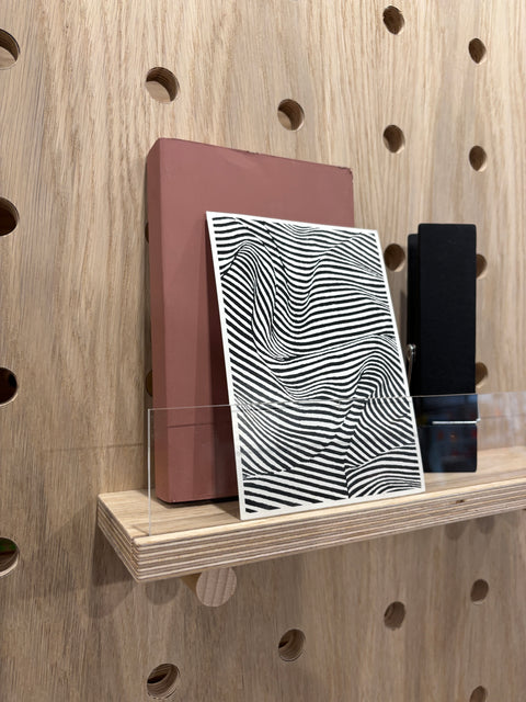 oak veneer display shelf for pegboards