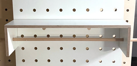 Kraft paper roll or wrapping paper holder made from white birch plywood for kreisdesign pegboards
