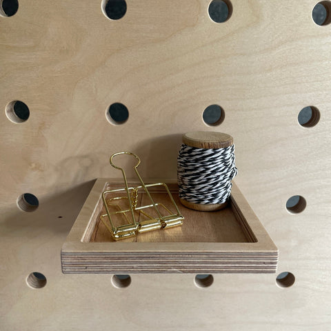 wooden shelf tray for pegboads in birch plywood by Kreisdesign