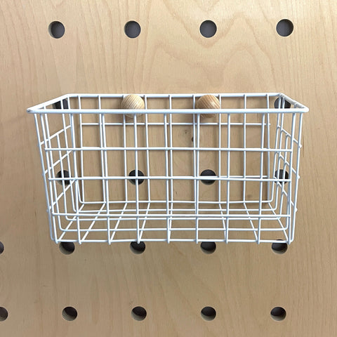 wire basket white for pegboard