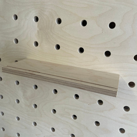 shelf wood with groove for pegboard
