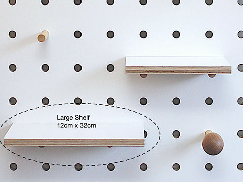 white thick shelf for pegboard