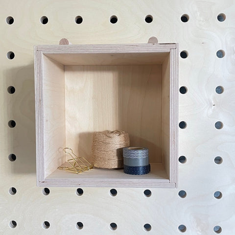 large wooden box pegboard