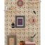 Large high quality pegboard in natural birch with graphic 3D pattern print. Shelves and peg hooks. picture frames & books 