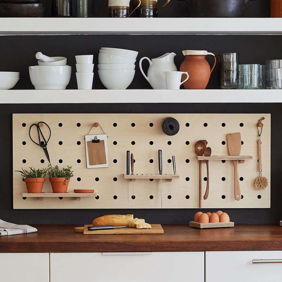 Chef's Edition Pegboard in white plywood for your kitchen