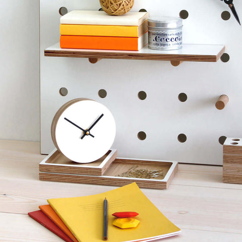 Clear Acrylic Desk Clock, 4x4x1.25, with Brass Hardware (63207